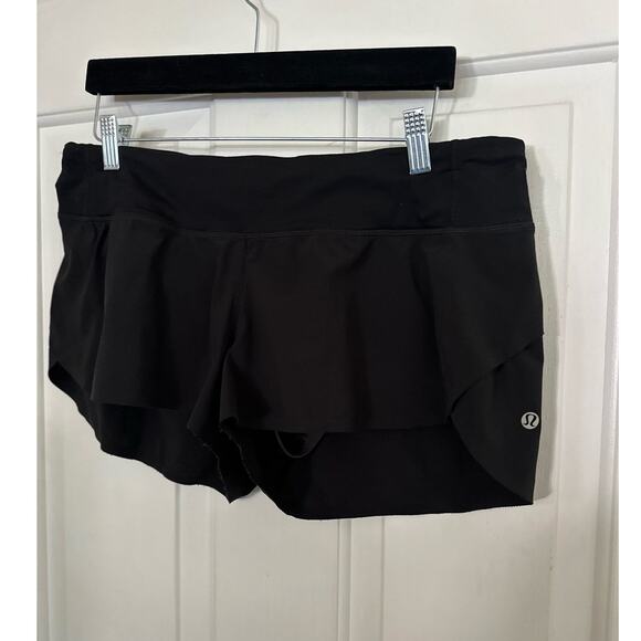 Lululemon Low Rise Run Speed Short Block-It Pocket Black Women's Size 10 - Picture 3 of 8